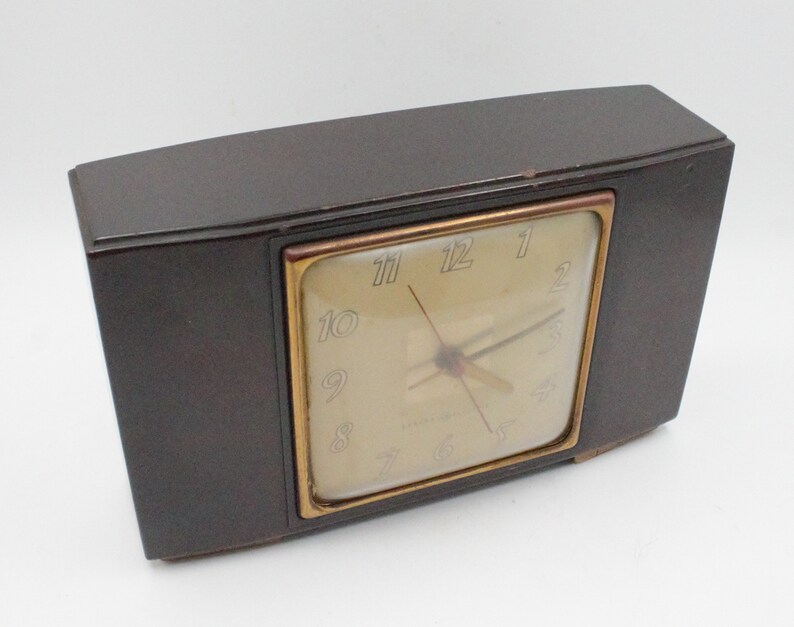 Vintage General Electric Art Deco Clock Dark Mahogany Case Etsy