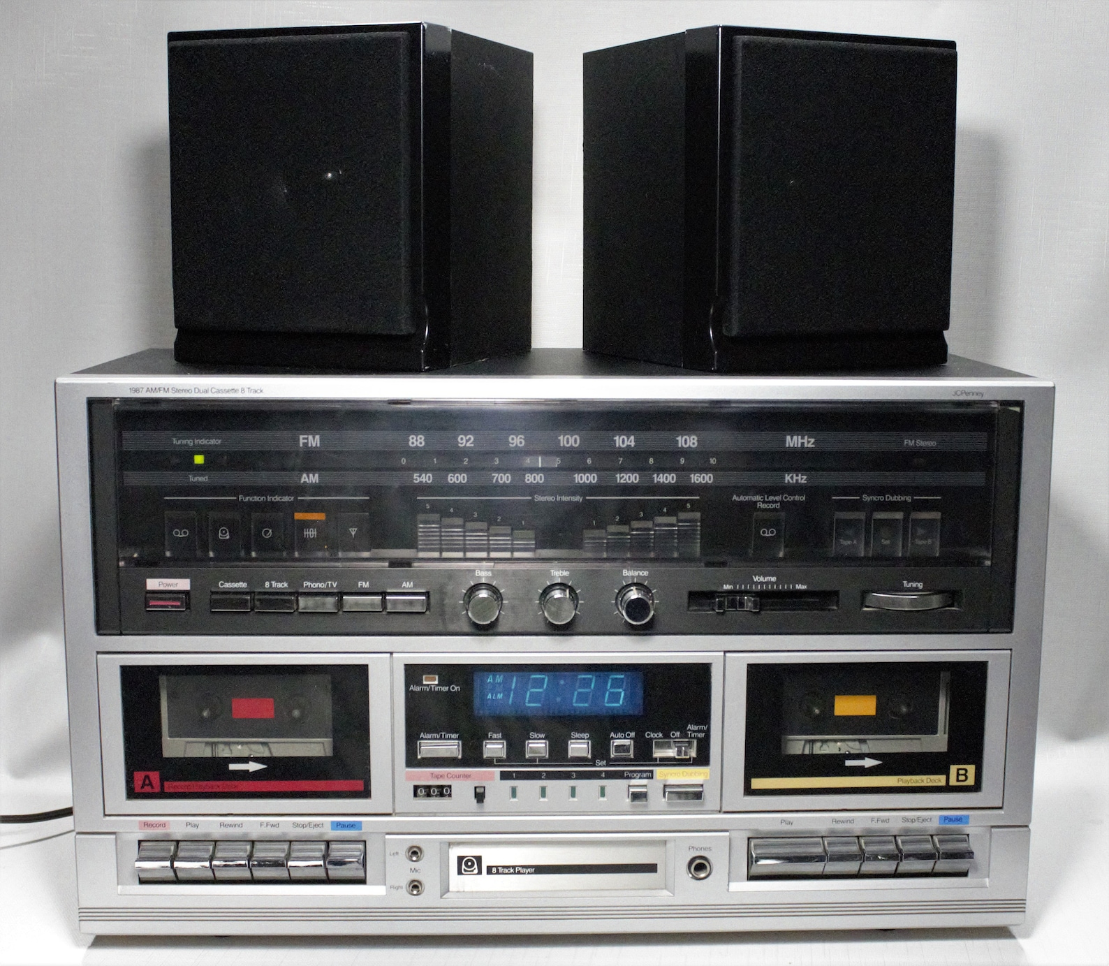 Vintage 80s Stereo System Dual Cassette Tape 8 Track Player Etsy
