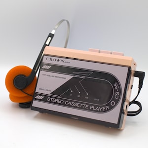 Vintage 1980s Crown Personal Stereo Cassette Tape Player Pink