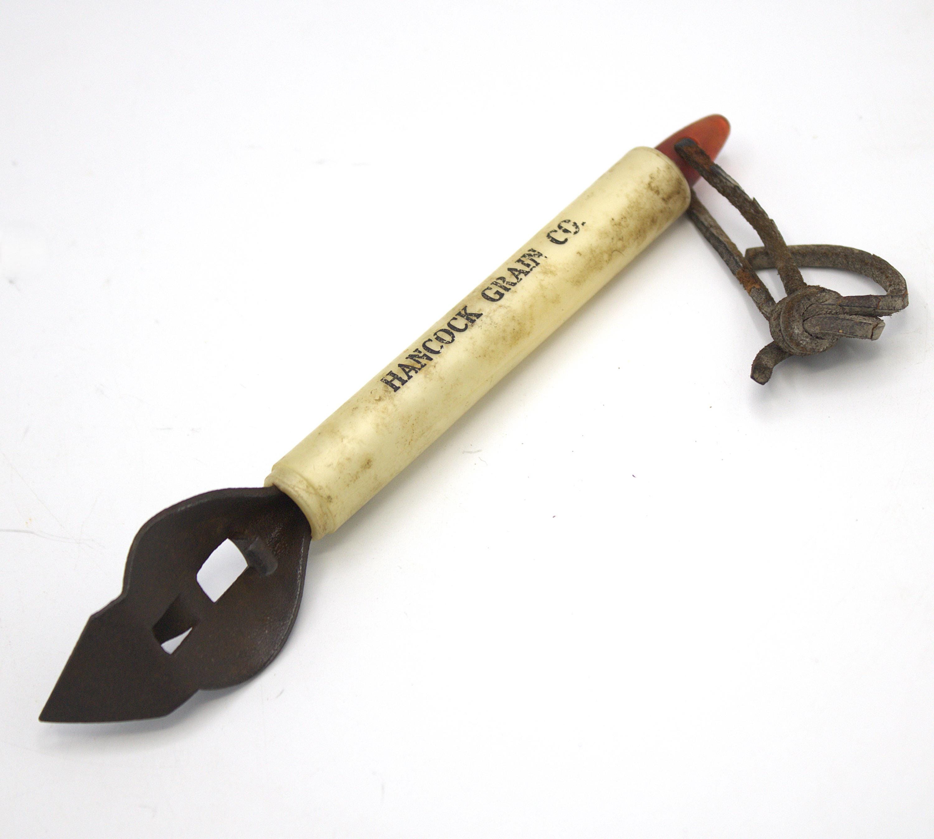 Vintage Can Opener Hancock Grain Co Logo Antique Kitchen Bar Shop