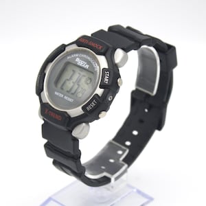 Vintage digital watch Body Gear water resistant chronograph stopwatch timer calendar date and alarm with light LCD quartz display