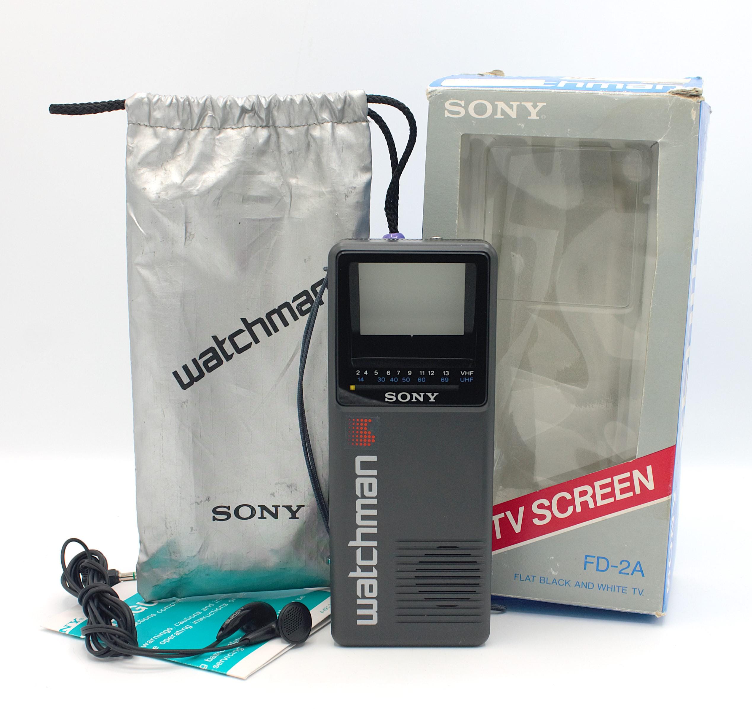 Vintage 1985 Sony Watchman TV Mini Portable Television Black