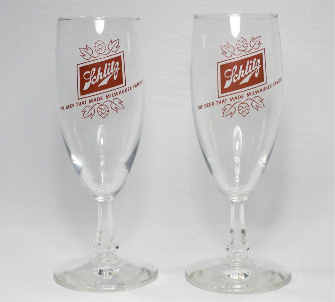 Vintage Schlitz Beer Glasses Set Milwaukee Famous Red Retro Etsy
