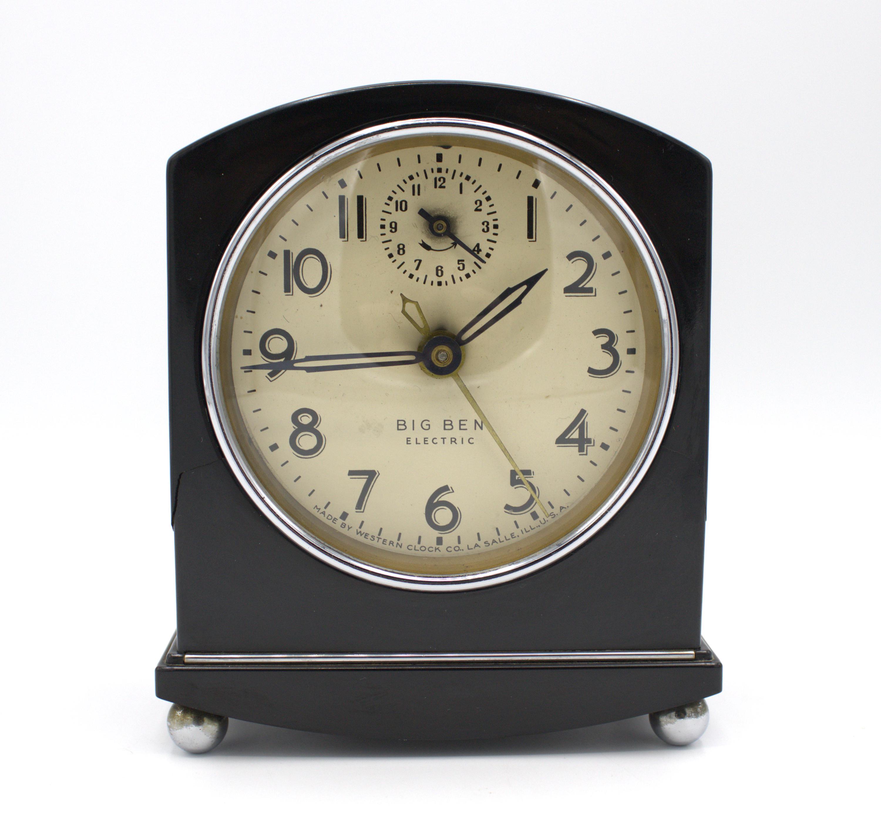 Vintage Big Ben Alarm Clock Midcentury Art Deco Style Bakelite