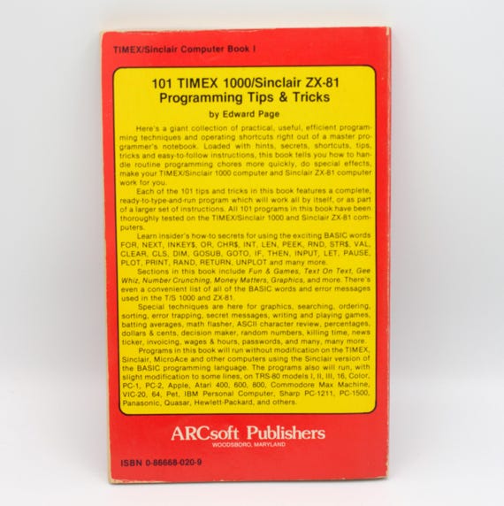 Vintage Timex Sinclair Computer Programing Book 101 - Etsy