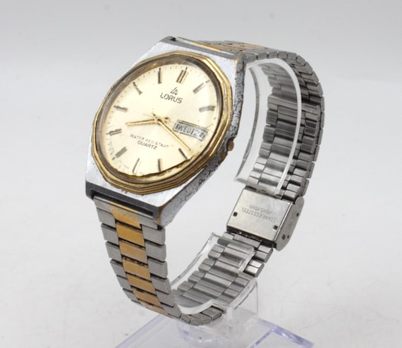 Vintage Lorus Men's wristwatch silver gold tone s… - image 3