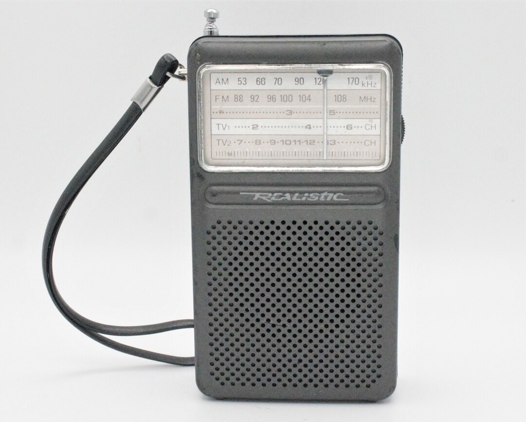 Vintage AM/FM TV Station Radio Receiver Mini Portable Audio Realistic ...