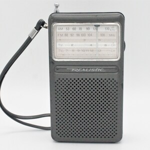 Vintage AM/FM TV Station Radio Receiver Mini Portable Audio Realistic ...