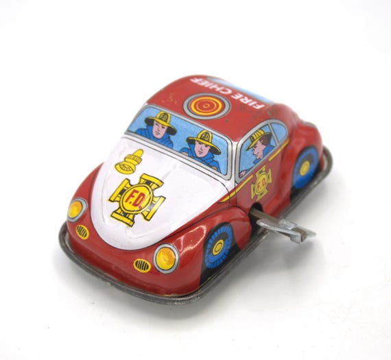 萬代屋【シトロエンDS19赤レッド】ブリキ tin toy car【箱はコピー】 Mercedes Fire Chief Car. Vintage Friction Drive Tin Plate Toy