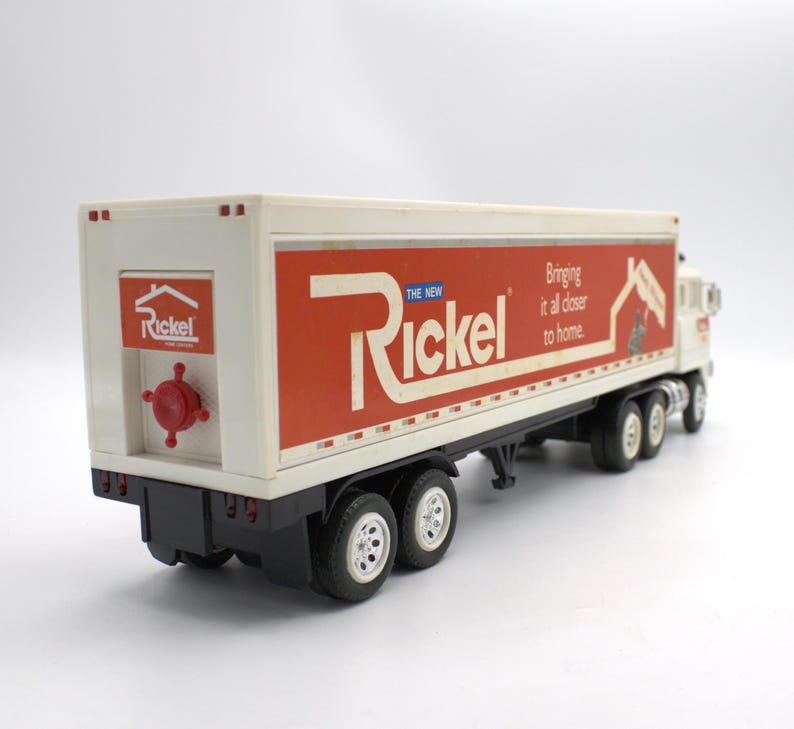 Red Rickel Vintage Scale Model Semi-truck and Trailer Coin Bank With Real Working ...
