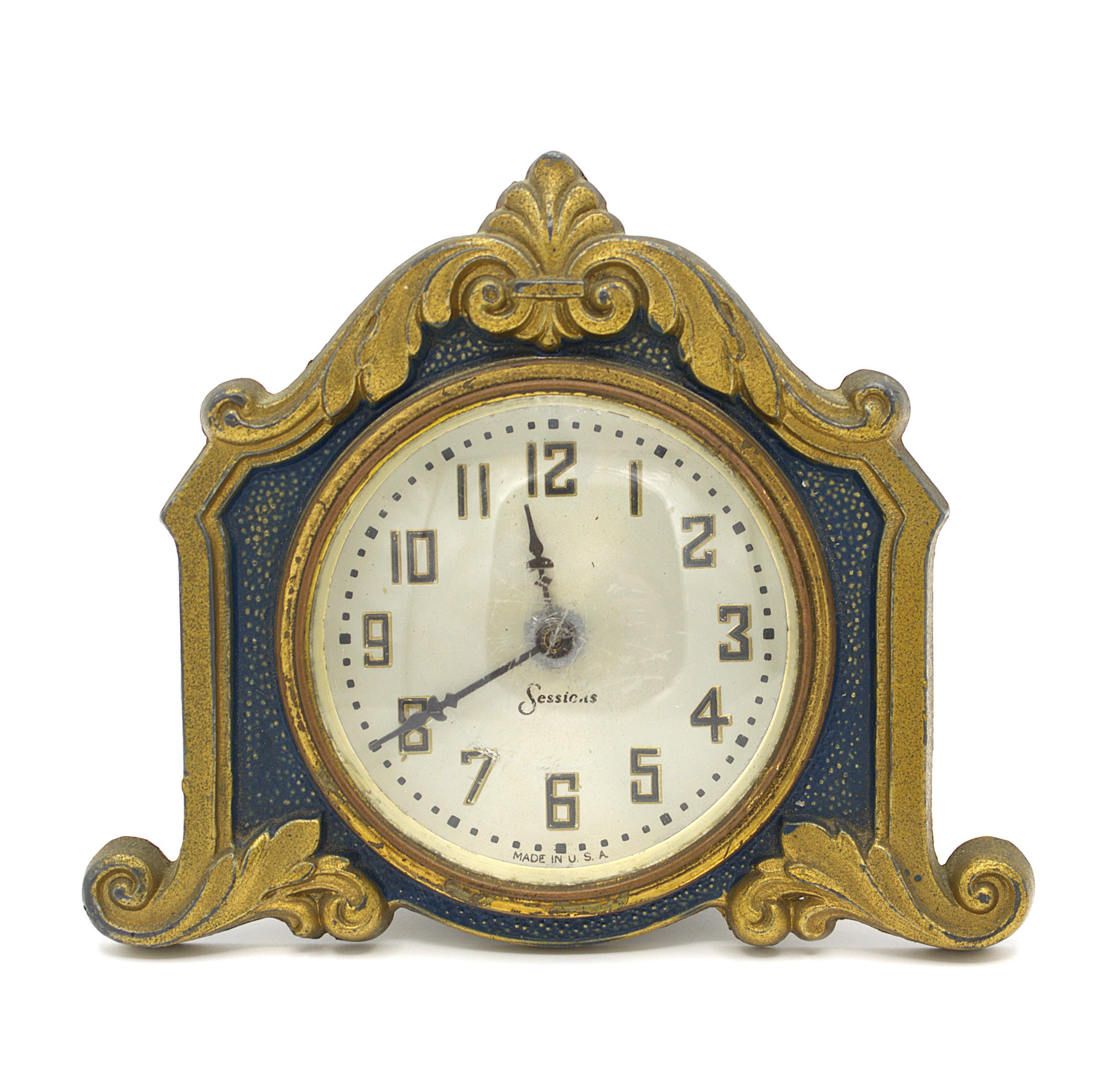 Vintage Sessions 1940s Art Deco Clock Spring Wound Mechanical Movement ...