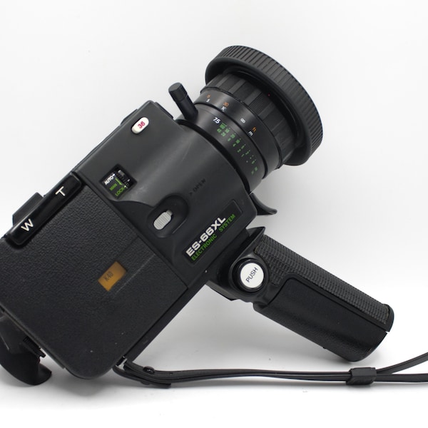 Vintage movie camera 8mm Super 8 cartridge film camcorder video recorder handheld ES-66XL Electronic System Sankyo Japan