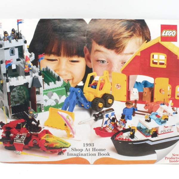 Vintage 1993 Lego Catalog Shop at Home Imagination Book large format mail order product and parts book full color 48 page