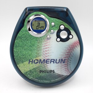 Vintage CD player stereo personal audio digital compact disc LCD blue Homerun Baseball edition Phillips with headphones image 6