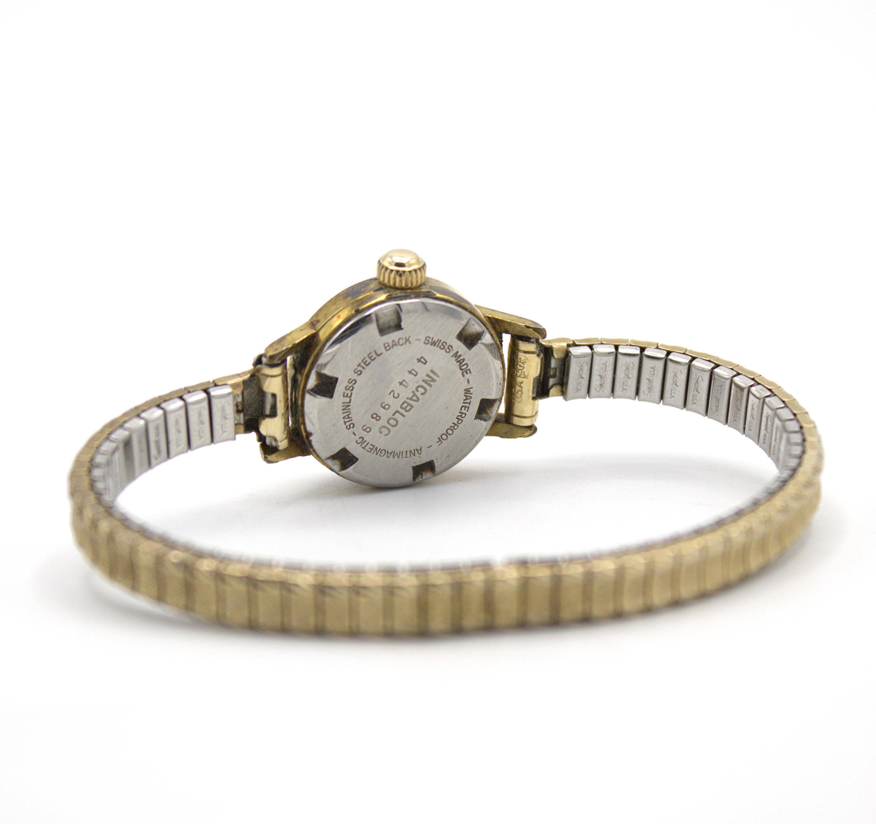 Tüler Incabloc Watch Women OS Silver Fair Vintage Swiss Mechanical Speidel Band Speidel USA Watch Band Vintage Stainless Steel Expansion NOS  main image 2