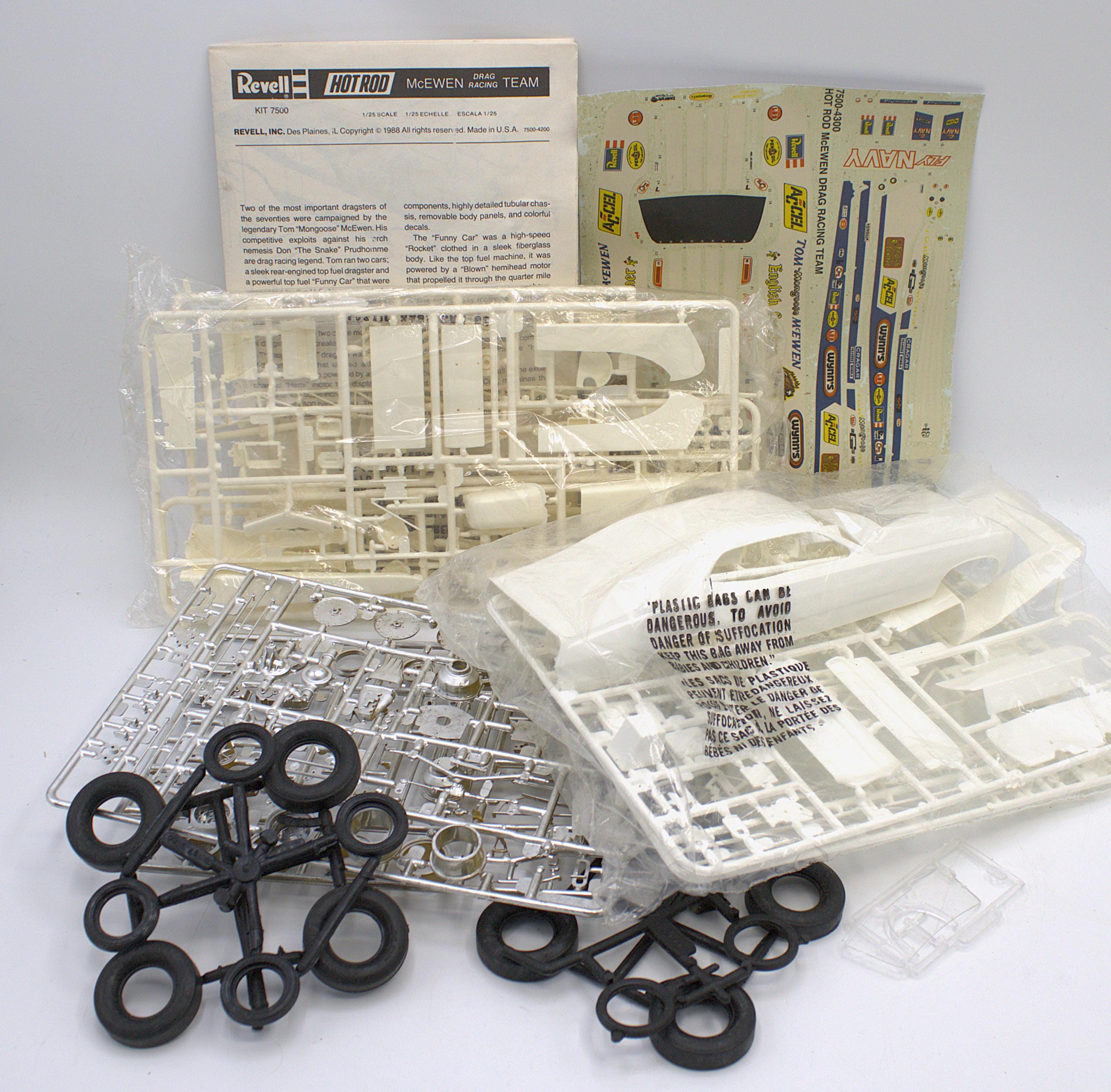 Vintage 1980s Revell Hot Rod Tom Mcewen Dragster Set Model Kit 1
