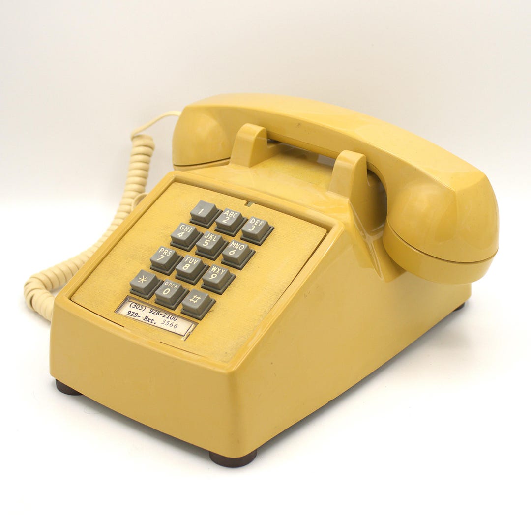 Vintage ITT Telephone Touch-tone Button Phone Dark Beige and Gray Bell ...