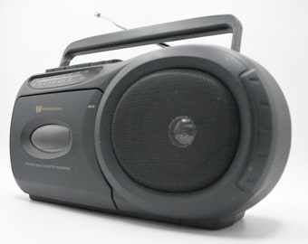 Vintage boombox cassette tape player recorder AM/FM radio portable audio Westinghouse 1990s