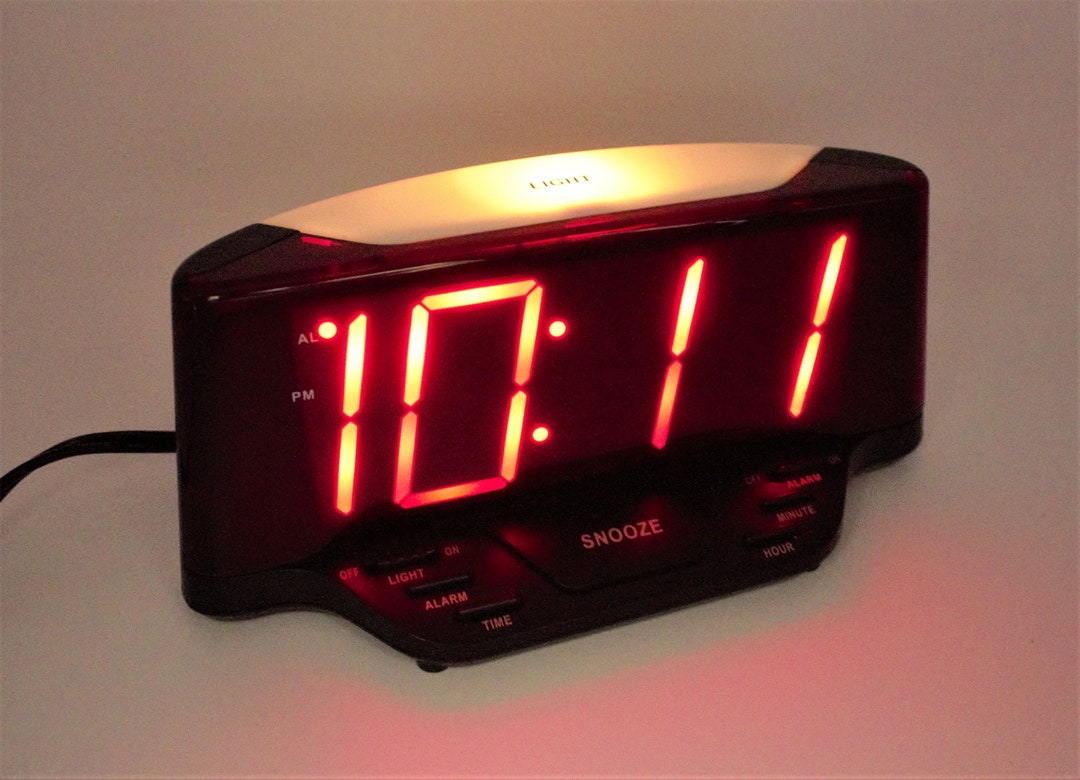 Vintage Digital Alarm Clock With Light Large Red LED Lighted Etsy