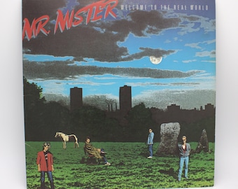 Vinilo vintage de los 80, álbum de Mr. Mister de 1985, Welcome to the Real World, grabación original, LP estéreo de 12", RCA Records.