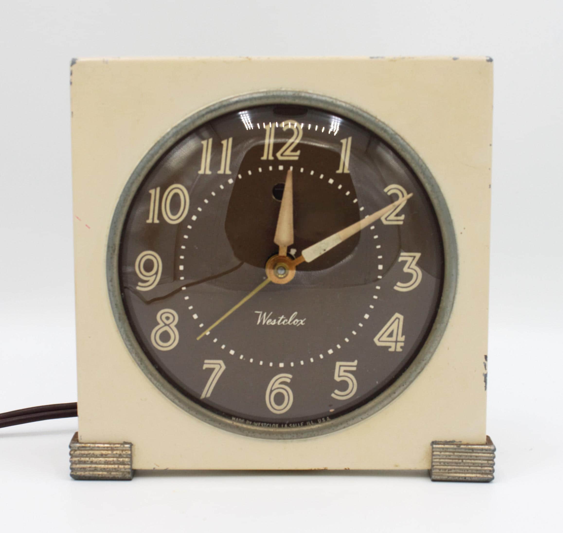 Vintage Westclox Alarm Clock Electronic Gear Movement Bell Ringer