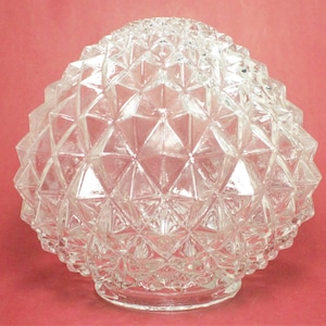 Vintage mid-century art deco glass light fixture globe cut crystal style spikey pyramid round ball ceiling light 4" fitter