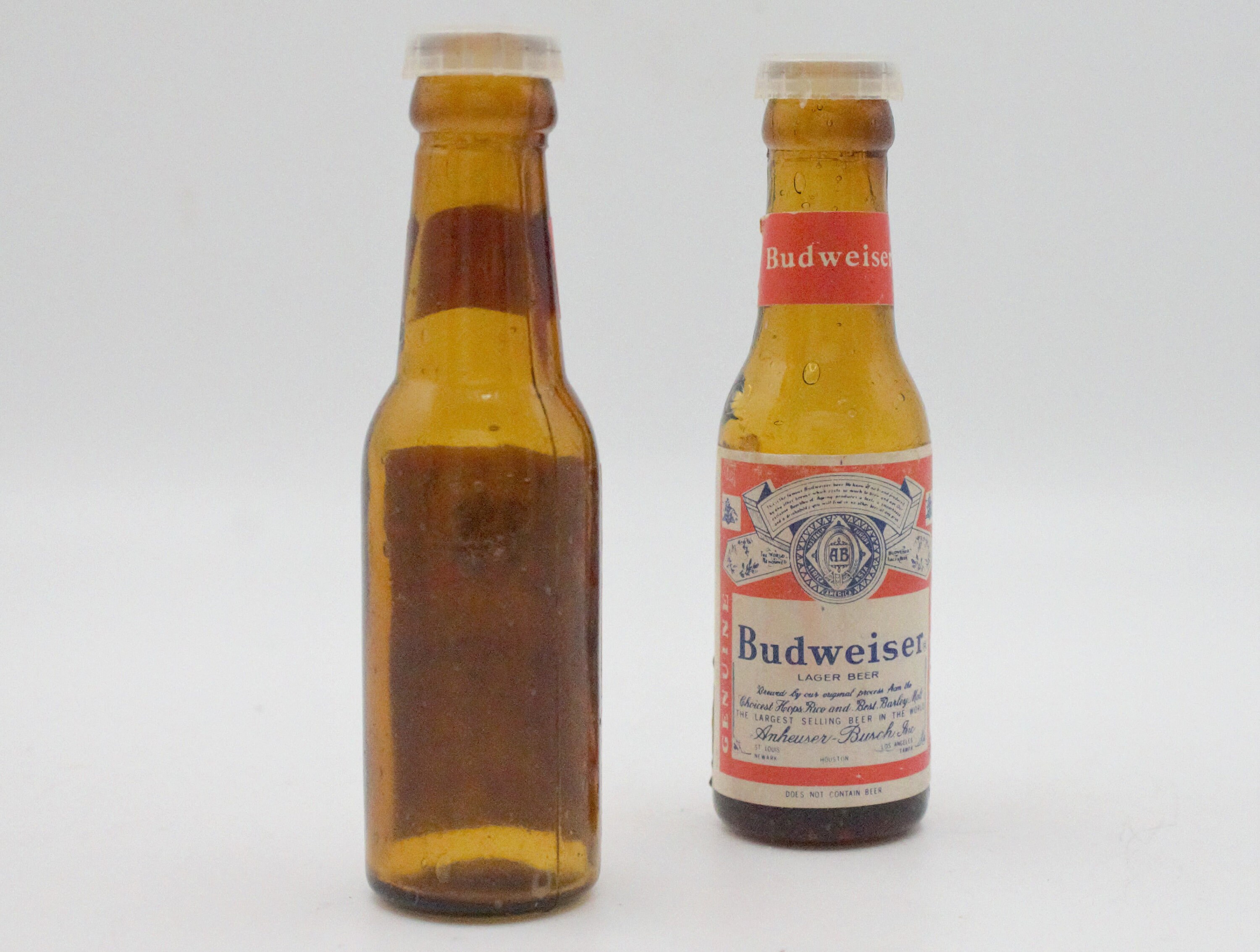 Vintage Budweiser Salt & Pepper Shakers Set Brown Glass Mini Etsy