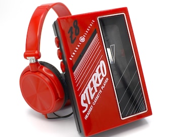 Vintage 1980s GE Z8 Stereo Cassette Tape Player With Headphones