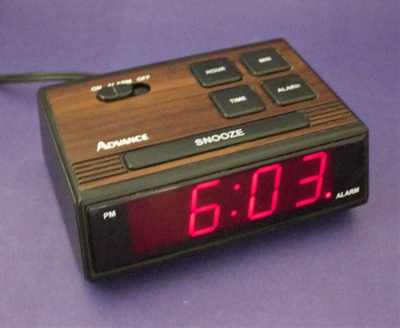 Vintage Digital Alarm Clock Red LED Light Time Display Etsy