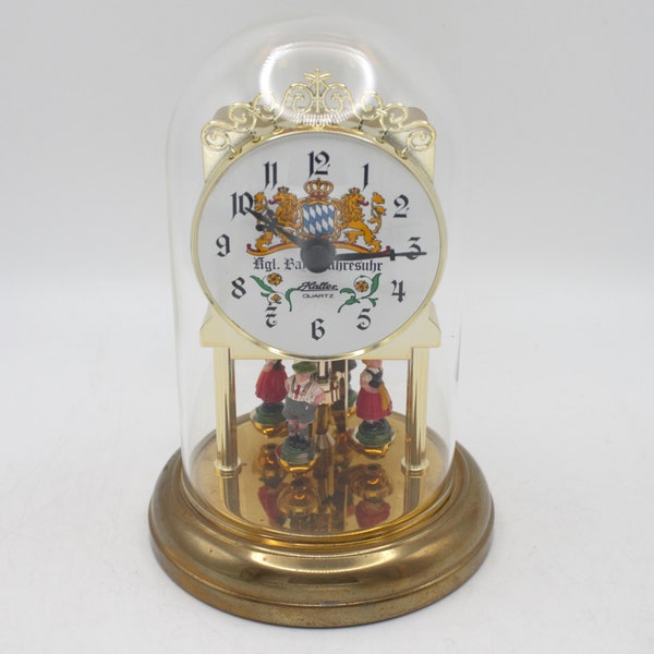 Vintage German spinning pendulum dome clock Octoberfest style animated rotating dancing figures Haller Germany