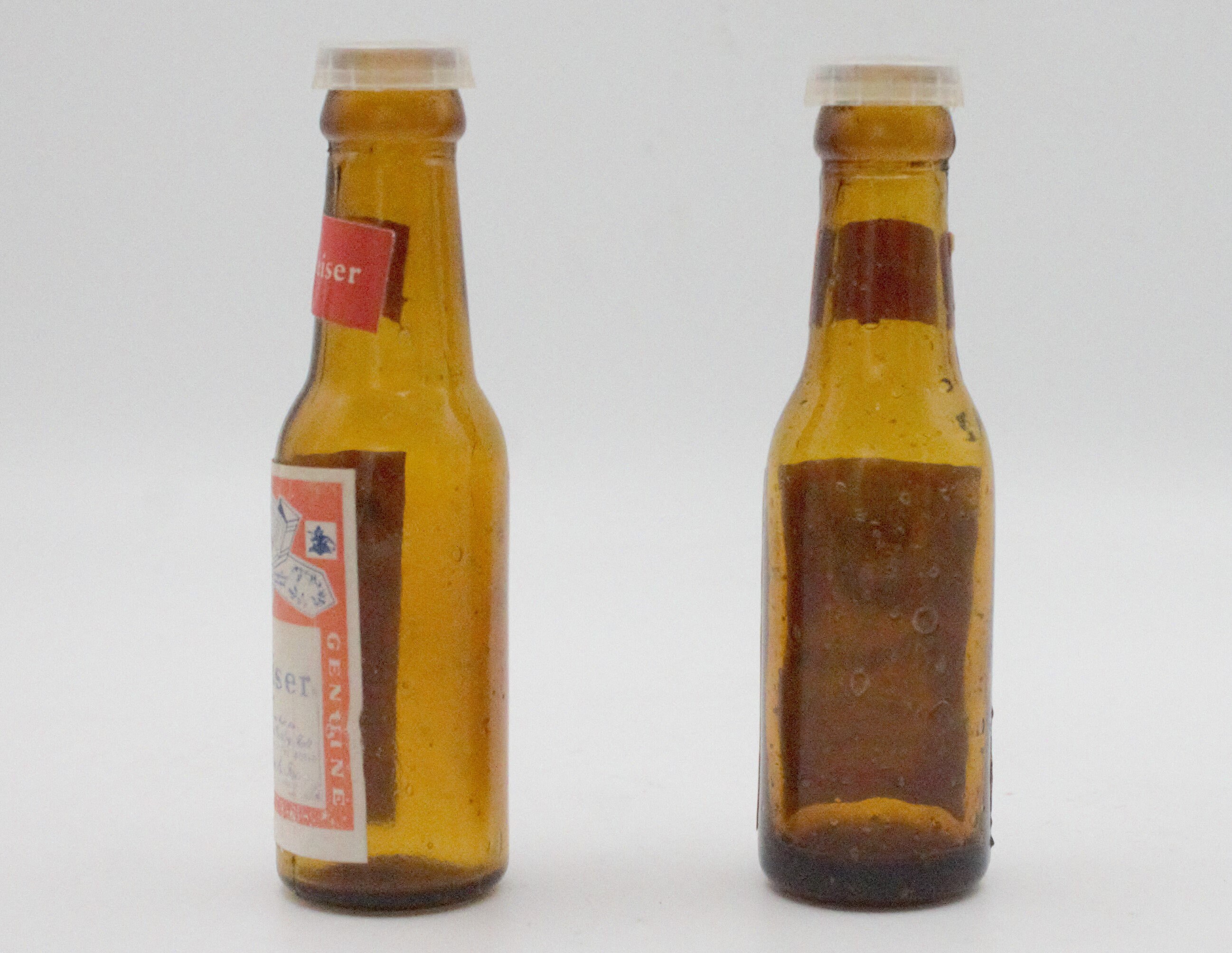 Vintage Budweiser Salt & Pepper Shakers Set Brown Glass Mini Etsy