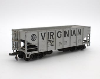 Vintage HO scale model train car Virginian coal car transport silver detailed railroad miniature rolling car 1:87