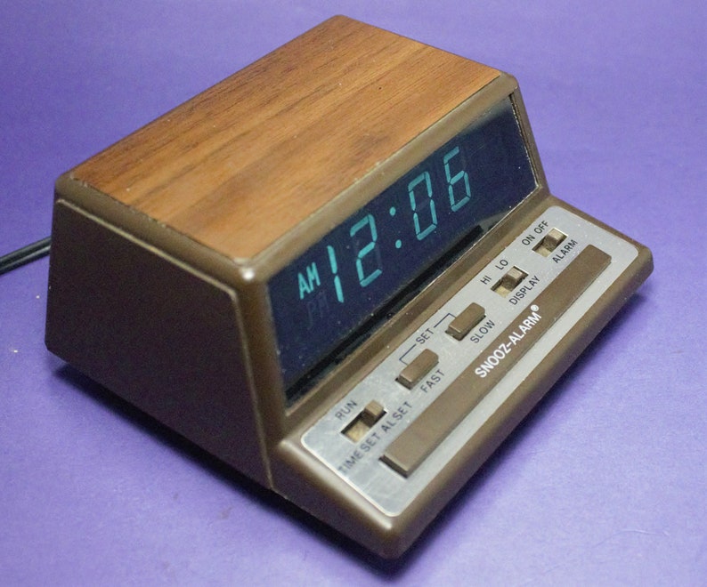Vintage Digital Alarm Clock Bright Green LED Lighted Time Etsy