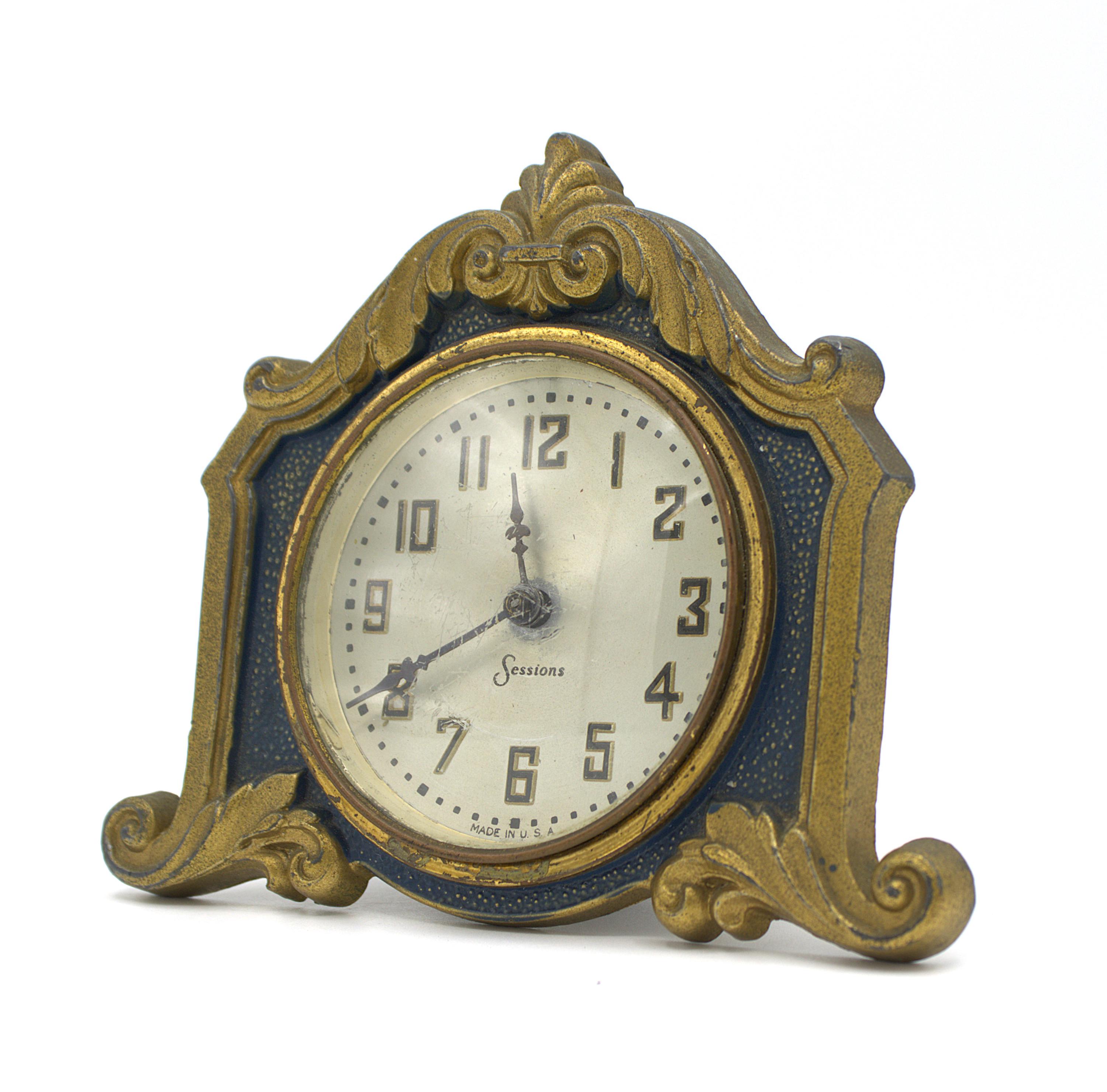 Vintage Sessions 1940s Art Deco Clock Spring Wound Mechanical Movement ...