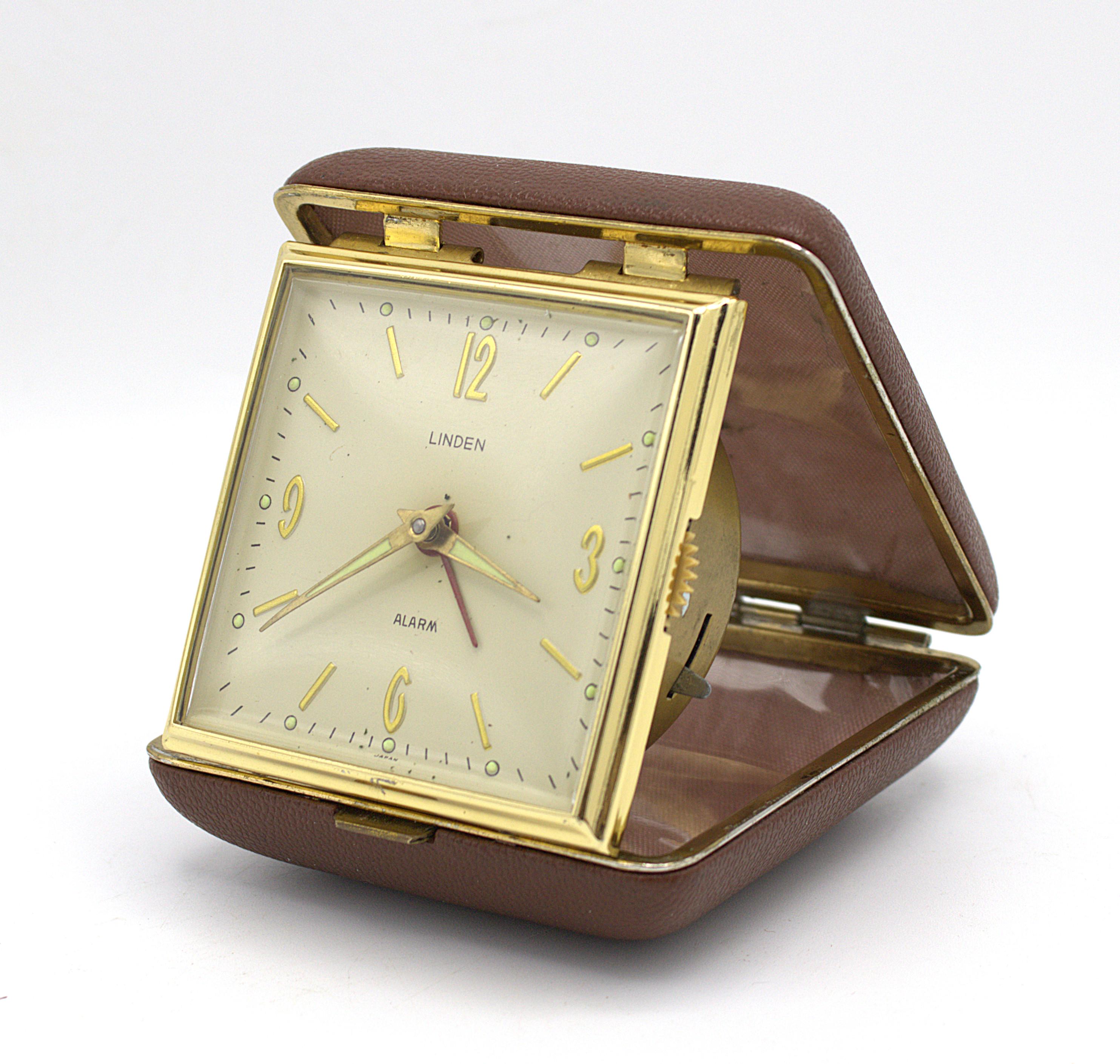 Vintage Linden Travel Alarm Clock Mid Century Analog Dial