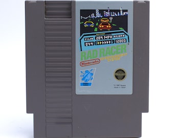 Vintage Rad Racer Nintendo video game cartridge original NES 8-Bit console auto racing video game 1987