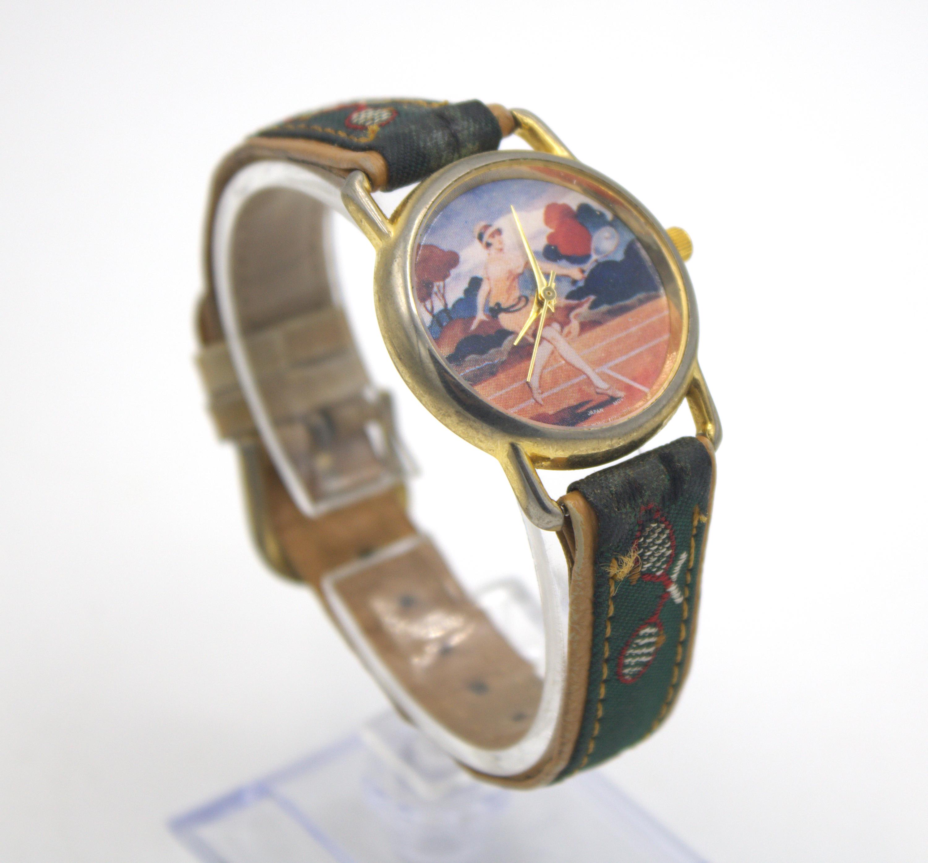 Vintage Tennis Watch Woman Tennis Player Retro Analog Dial  display picture 1