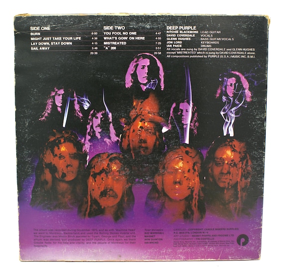 Deep Purple レコード Vintage 70s Vinyl Deep Purple 1974 Album Burn Cool Classic Rock