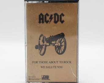 Vintage 1981 AC/DC cassette tape For Those About to Rock We Salute You album original 80s stereo recording Atlantis Records