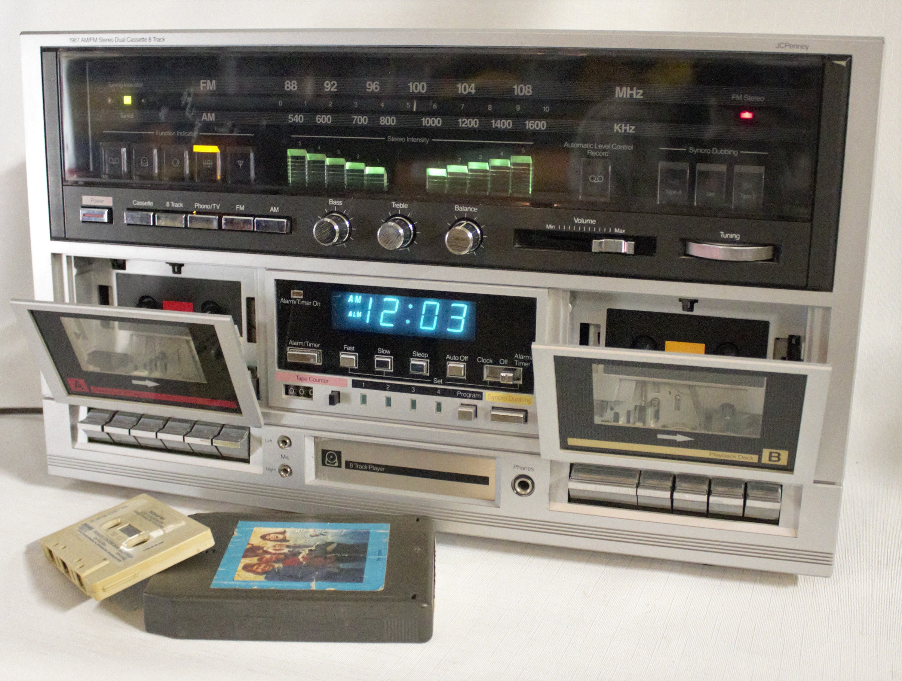 Vintage 80s Stereo System Dual Cassette Tape 8 Track Player Etsy