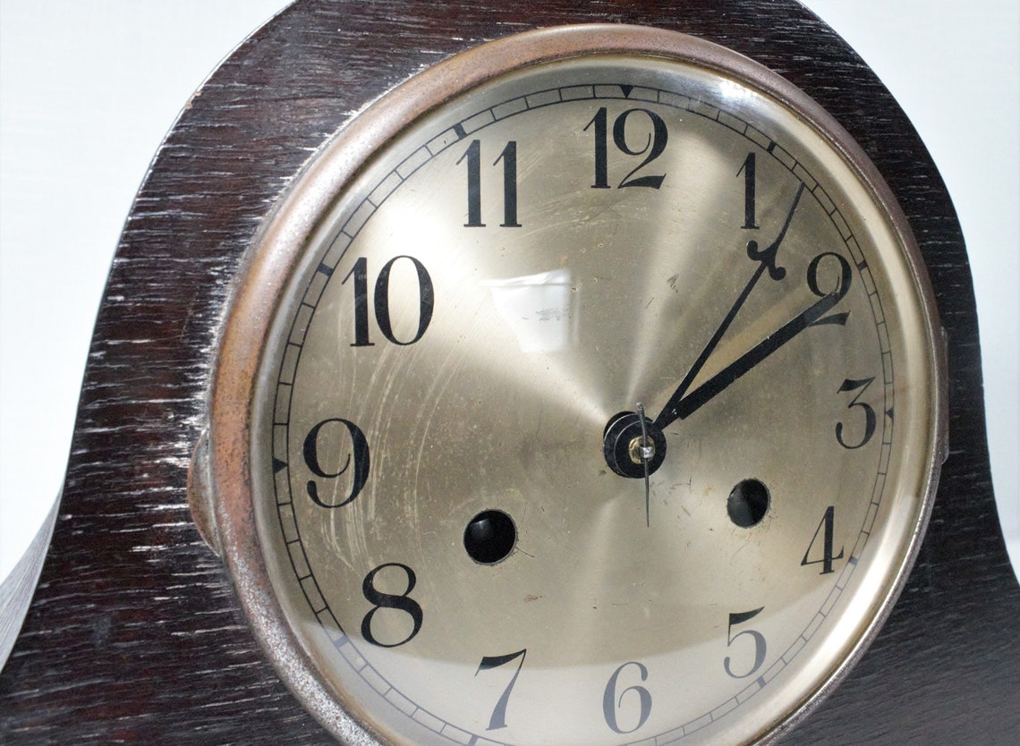 Vintage Wood Mantle Clock Chime Hourly Quarterly Gong Brass 14 Etsy