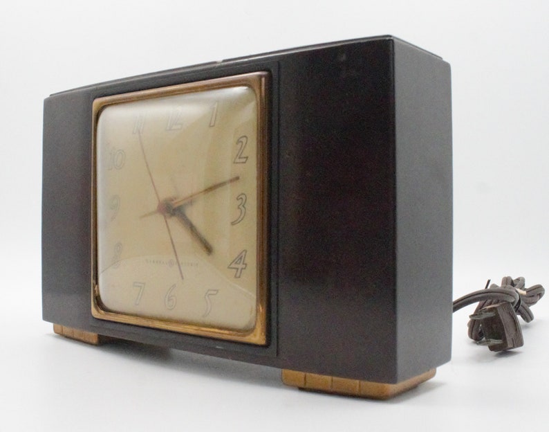 Vintage General Electric Art Deco Clock Dark Mahogany Case Etsy