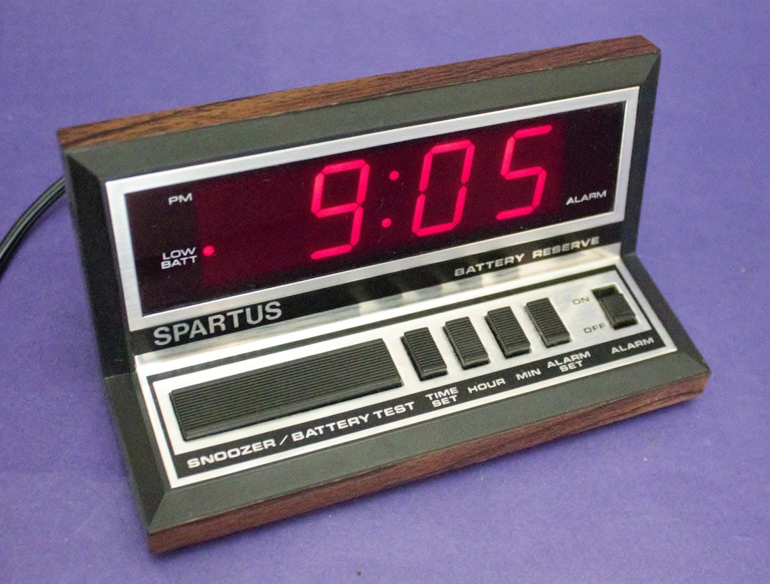 Vintage Digital Alarm Clock Electronic Red LED Time Lighted Etsy