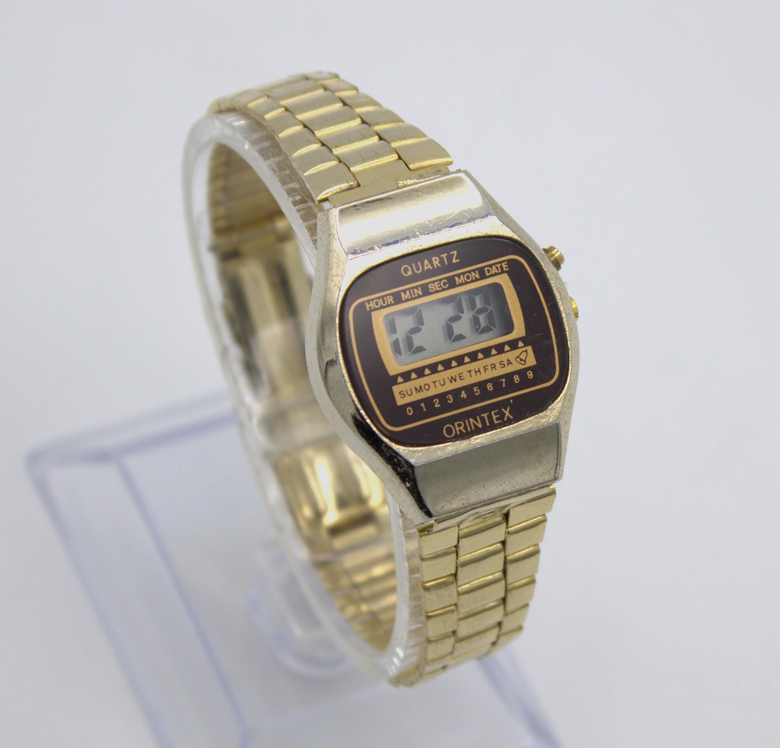 Vintage Retro Digital Watch Gold Tone Stainless Steel Band Quartz Movement This is the iconic Casio Vintage A159W in gold tone — a true  main image 2