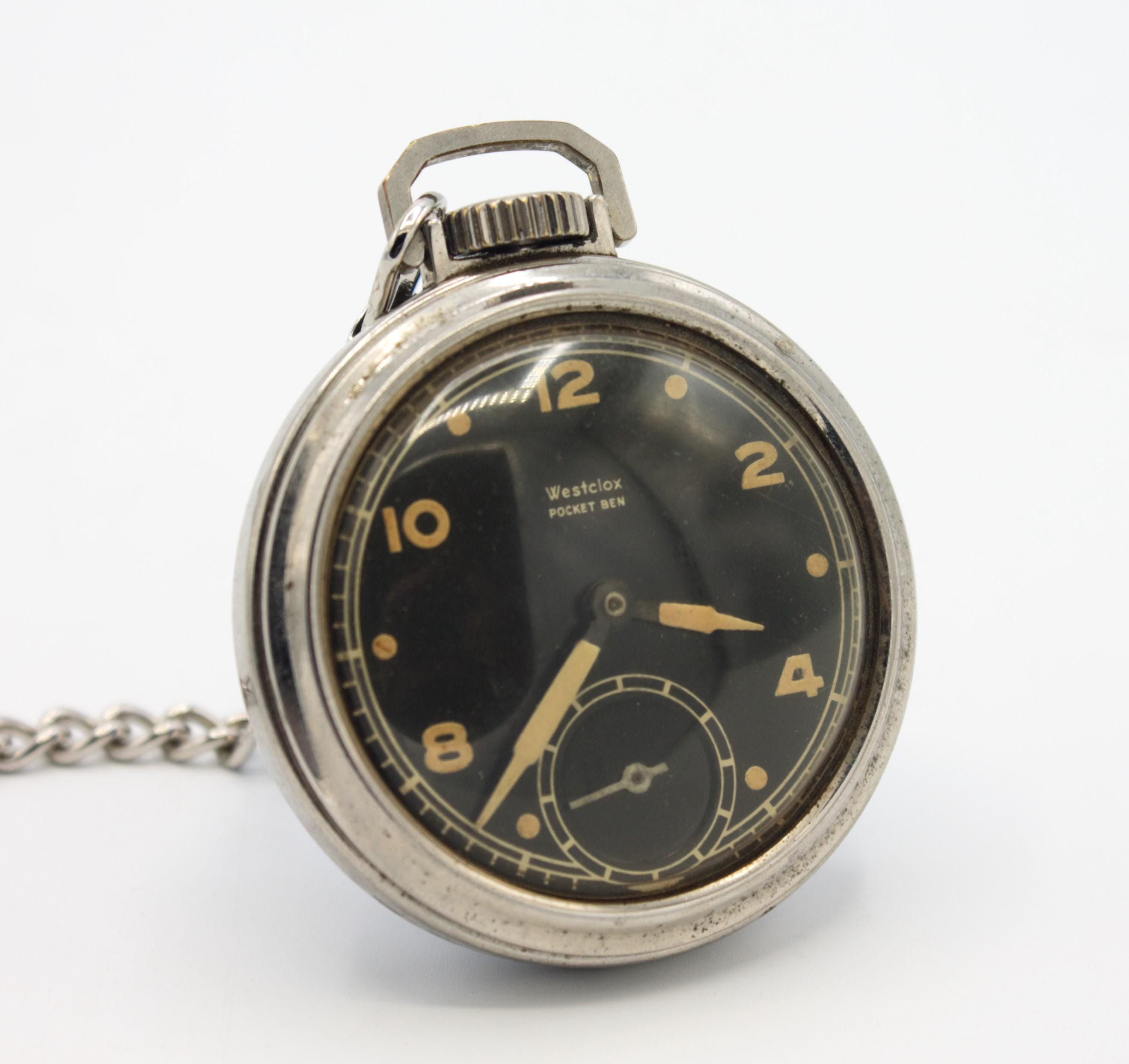 Vintage Westclox Pocket Ben Watch Mid-century Chrome Silver