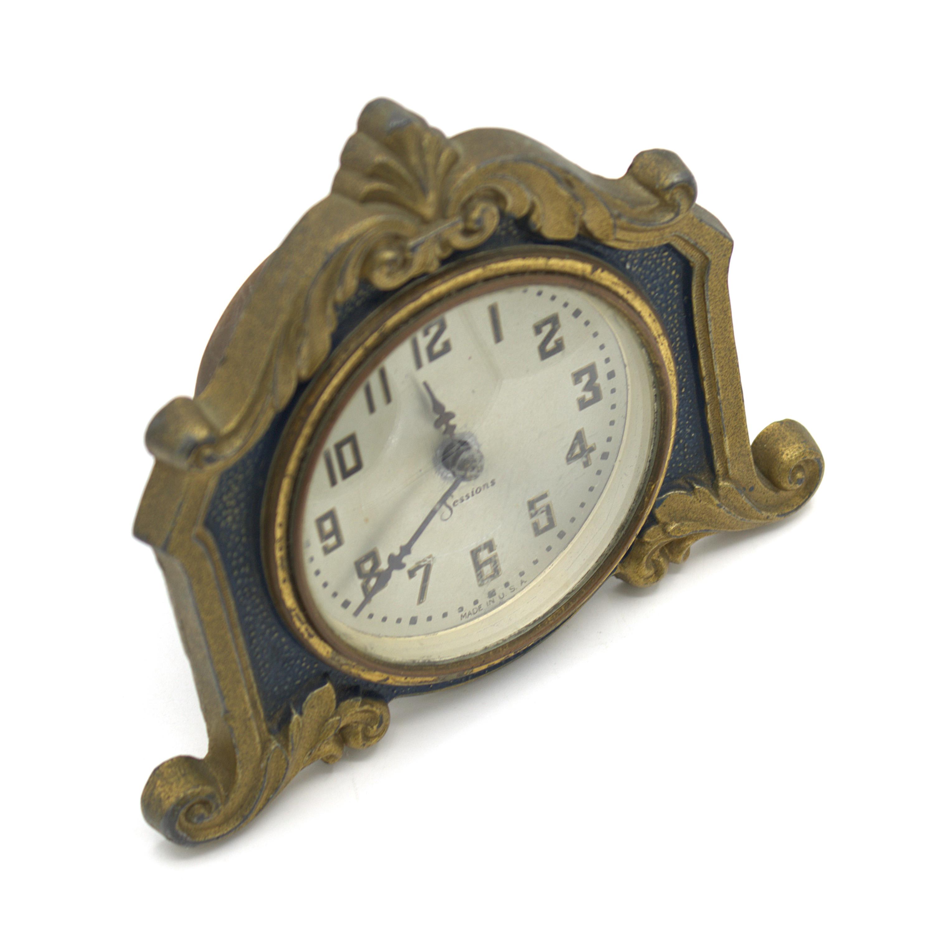 Vintage Sessions 1940s Art Deco Clock Spring Wound Mechanical Movement ...