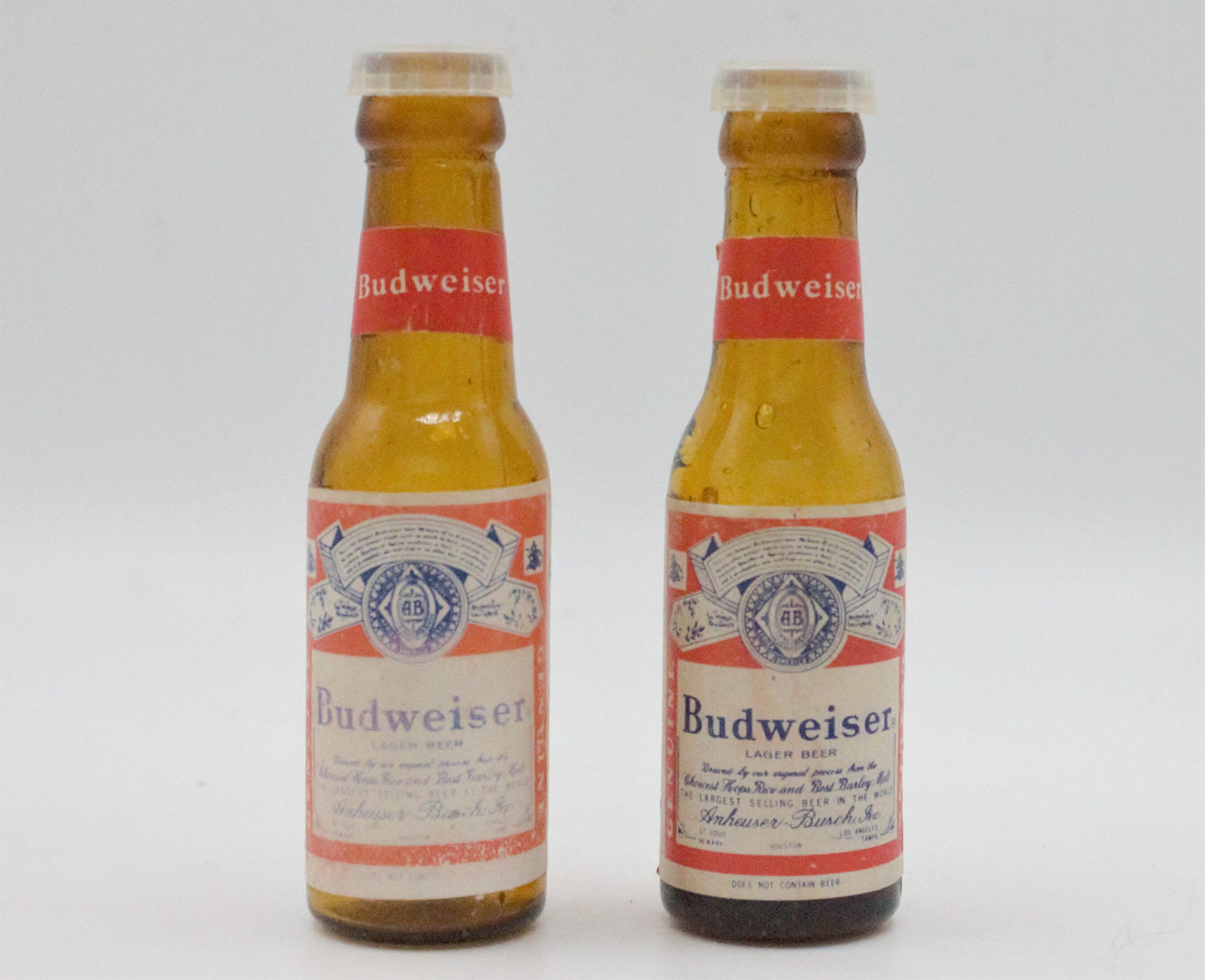 Vintage Budweiser Salt & Pepper Shakers Set Brown Glass Mini Etsy