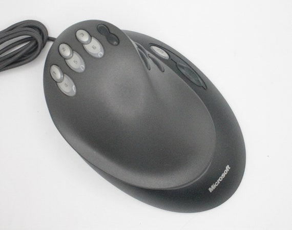 Vintage PC mouse Microsoft SideWinder Strategic Commander swivel