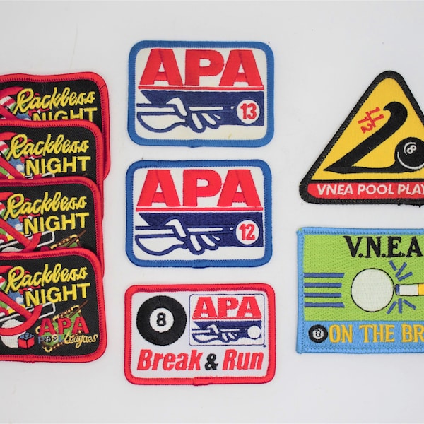 Pool shark patches APA embroidered pool jacket patches American Poolplayers Association VNEA 8 Ball sport logo embroidery