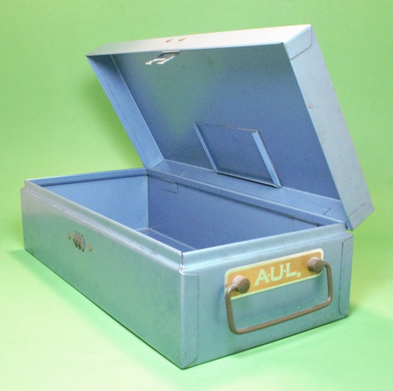Vintage Steel Combination Lock Box Document Money Safe Blue Etsy